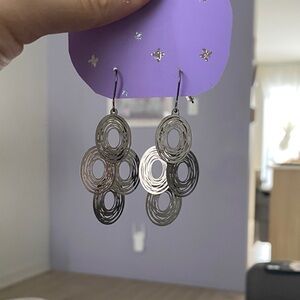 Silver Circular Dangle Earrings